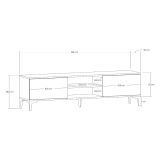 Mobile Porta tv Marrone Rovere Nero Antracite un Ripiano 2 Ante 180x40x50h cm, 4 Vani - Fonni