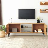 Mobile Porta tv Marrone Rovere Nero un Ripiano 4 Vani 150x30x40h cm, 2 Ante - Neviano