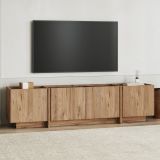 Mobile Porta tv Marrone Rovere Nodi Apertura a Ribalta 4 Ante 180x35x46h cm, 4 Vani - Nokarara