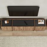 Mobile Porta tv Marrone Rovere Nodi Apertura a Ribalta 4 Ante 180x35x46h cm, 4 Vani - Nokarara