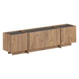 Mobile Porta tv Marrone Rovere Nodi Apertura a Ribalta 4 Ante 180x35x46h cm, 4 Vani - Nokarara