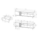Mobile Porta tv Marrone Rovere Nodi Nero 2 Cassetti 3 Ripiani 165x40x49h cm, Un'anta - Kalese