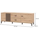 Mobile Porta tv Marrone Rovere Nodi Nero 2 Cassetti un Ripiano 157x40x52h cm, Apertura Battente, Scorrevole - Caivano