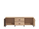 Mobile Porta tv Marrone Rovere Nodi Nero 2 Cassetti un Ripiano 157x40x52h cm, Apertura Battente, Scorrevole - Caivano
