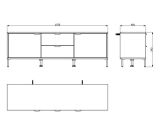 Mobile Porta tv Marrone Rovere Nodi Nero 2 Cassetti un Ripiano 157x40x54.5h cm, 2 Ante - Raiano