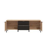 Mobile Porta tv Marrone Rovere Nodi Nero 2 Cassetti un Ripiano 157x40x54.5h cm, 2 Ante - Raiano
