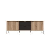 Mobile Porta tv Marrone Rovere Nodi Nero 2 Cassetti un Ripiano 157x40x54.5h cm, 2 Ante - Raiano