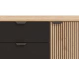 Mobile Porta tv Marrone Rovere Nodi Nero 2 Cassetti un Ripiano 208x40x54.5h cm, 3 Ante - Scapoli