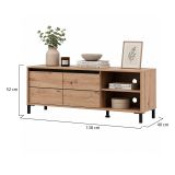 Mobile Porta tv Marrone Rovere Nodi Nero 2 Ripiani 2 Ante 138x40x52h cm, con Piedini - Cigno