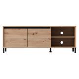 Mobile Porta tv Marrone Rovere Nodi Nero 2 Ripiani 2 Ante 138x40x52h cm, con Piedini - Cigno