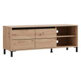 Mobile Porta tv Marrone Rovere Nodi Nero 2 Ripiani 2 Ante 138x40x52h cm, con Piedini - Cigno