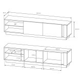 Mobile Porta tv Marrone Rovere Nodi Nero 2 Ripiani 2 Ante 188x40x46h cm, Ripiano in Vetro - Kahadada