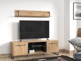 Mobile Porta tv Marrone Rovere Nodi Nero 2 Ripiani 4 Vani 170.5x42x54h cm, 2 Ante - Sutrio
