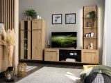 Mobile Porta tv Marrone Rovere Nodi Nero 2 Ripiani 4 Vani 170.5x42x54h cm, 2 Ante - Sutrio