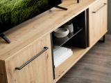 Mobile Porta tv Marrone Rovere Nodi Nero 2 Ripiani 4 Vani 170.5x42x54h cm, 2 Ante - Sutrio