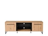 Mobile Porta tv Marrone Rovere Nodi Nero 2 Ripiani 4 Vani 170.5x42x54h cm, 2 Ante - Sutrio