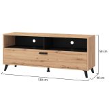 Mobile Porta tv Marrone Rovere Nodi Nero 3 Ripiani Un'anta 137.5x40x57.5h cm, 4 Vani - Platania