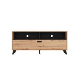 Mobile Porta tv Marrone Rovere Nodi Nero 3 Ripiani Un'anta 137.5x40x57.5h cm, 4 Vani - Platania