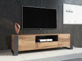 Mobile Porta tv Marrone Rovere Nodi Nero Antracite un Cassetto 3 Ripiani 180x44x48h cm, Apertura Battente, Scorrevole - Dronero