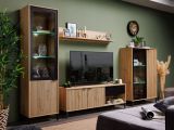 Mobile Porta tv Marrone Rovere Nodi Nero un Cassetto 2 Ripiani 150.5x40x54.5h cm, 2 Ante - Preone