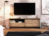 Mobile Porta tv Marrone Rovere Nodi Nero un Cassetto 2 Ripiani 157x40x52.5h cm, Apertura Battente, Scorrevole - Scala