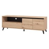 Mobile Porta tv Marrone Rovere Nodi Nero un Cassetto 2 Ripiani 157x40x52.5h cm, Apertura Battente, Scorrevole - Scala