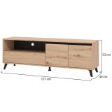 Mobile Porta tv Marrone Rovere Nodi Nero un Cassetto 2 Ripiani 157x40x52.5h cm, Apertura Battente, Scorrevole - Scala