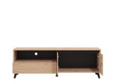 Mobile Porta tv Marrone Rovere Nodi Nero un Cassetto 2 Ripiani 157x40x52.5h cm, Apertura Battente, Scorrevole - Scala