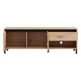 Mobile Porta tv Marrone Rovere Nodi Nero un Cassetto un Ripiano 151x40x52h cm, 2 Ante - Corciano