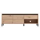 Mobile Porta tv Marrone Rovere Nodi Nero un Cassetto un Ripiano 151x40x52h cm, 2 Ante - Corciano