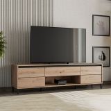 Mobile Porta tv Marrone Rovere Nodi Nero un Cassetto un Ripiano 183x40x52h cm, 2 Ante - Celico