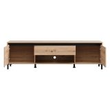 Mobile Porta tv Marrone Rovere Nodi Nero un Cassetto un Ripiano 183x40x52h cm, 2 Ante - Celico