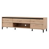 Mobile Porta tv Marrone Rovere Nodi Nero un Cassetto un Ripiano 183x40x52h cm, 2 Ante - Celico