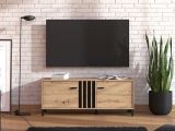 Mobile Porta tv Marrone Rovere Nodi Nero un Ripiano 2 Ante 131.5x40x52h cm, 2 Vani - Forte