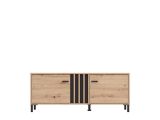 Mobile Porta tv Marrone Rovere Nodi Nero un Ripiano 2 Ante 131.5x40x52h cm, 2 Vani - Forte