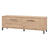 Mobile Porta tv Marrone Rovere Nodi Nero un Ripiano 2 Ante 157x40x52h cm, 2 Vani - Nazzaro