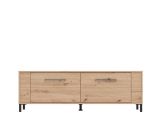 Mobile Porta tv Marrone Rovere Nodi Nero un Ripiano 2 Ante 157x40x52h cm, 2 Vani - Nazzaro