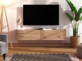 Mobile Porta tv Marrone Rovere Nodi un Ripiano 2 Ante 154x41.5x32h cm, Anta Effetto Rigato - Cedrasco