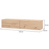 Mobile Porta tv Marrone Rovere Nodi un Ripiano 2 Ante 154x41.5x32h cm, Anta Effetto Rigato - Cedrasco