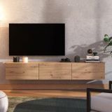 Mobile Porta tv Marrone Rovere Nodi un Ripiano 3 Ante 192x41.5x32h cm, Anta Effetto Rigato - Melazzo