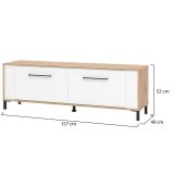 Mobile Porta tv Marrone Rovere Nodi un Ripiano Apertura a Ribalta 157x40x52h cm, 2 Ante - Nazzaro