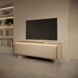 Mobile Porta tv Marrone Rovere un Ripiano 3 Ante 154x40x54h cm, Ante Effetto Rigato con led - Kamele