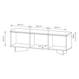 Mobile Porta tv Marrone Rovere un Ripiano 3 Ante 154x40x54h cm, Ante Effetto Rigato con led - Kamele