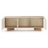 Mobile Porta tv Marrone Rovere un Ripiano 3 Ante 154x40x54h cm, Ante Effetto Rigato con led - Kamele