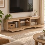 Mobile Porta tv Marrone Rovere un Ripiano 3 Ante 160x30x42h cm, 4 Vani - Morrigan