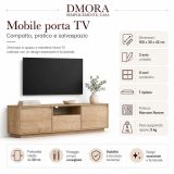 Mobile Porta tv Marrone Rovere un Ripiano 3 Ante 160x30x42h cm, 4 Vani - Morrigan