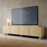 Mobile Porta tv Marrone Rovere un Ripiano 4 Ante 200x38x47h cm, Angoli Arrotondati - Kaleriha