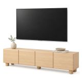 Mobile Porta tv Marrone Rovere un Ripiano 4 Ante 200x38x47h cm, Angoli Arrotondati - Kaleriha