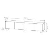 Mobile Porta tv Marrone Rovere un Ripiano 4 Ante 200x38x47h cm, Angoli Arrotondati - Kaleriha