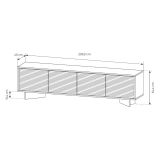 Mobile Porta tv Marrone Rovere un Ripiano 4 Ante 204x40x54h cm, Ante Effetto Rigato con led - Kame